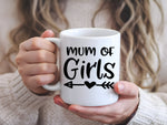 Mum of Girls orca 11oz standard mug in white