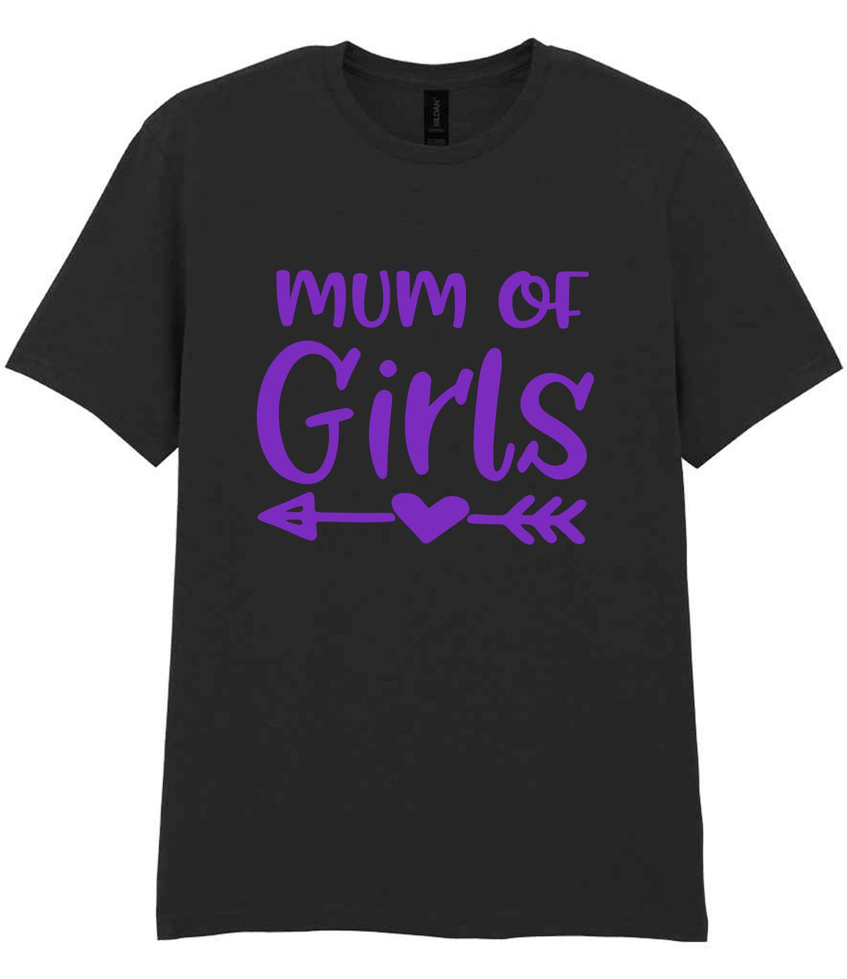 Mum of Girls – Unisex T-Shirt in Black with Purple vinyl