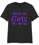 Mum of Girls – Unisex T-Shirt in Black with Purple vinyl