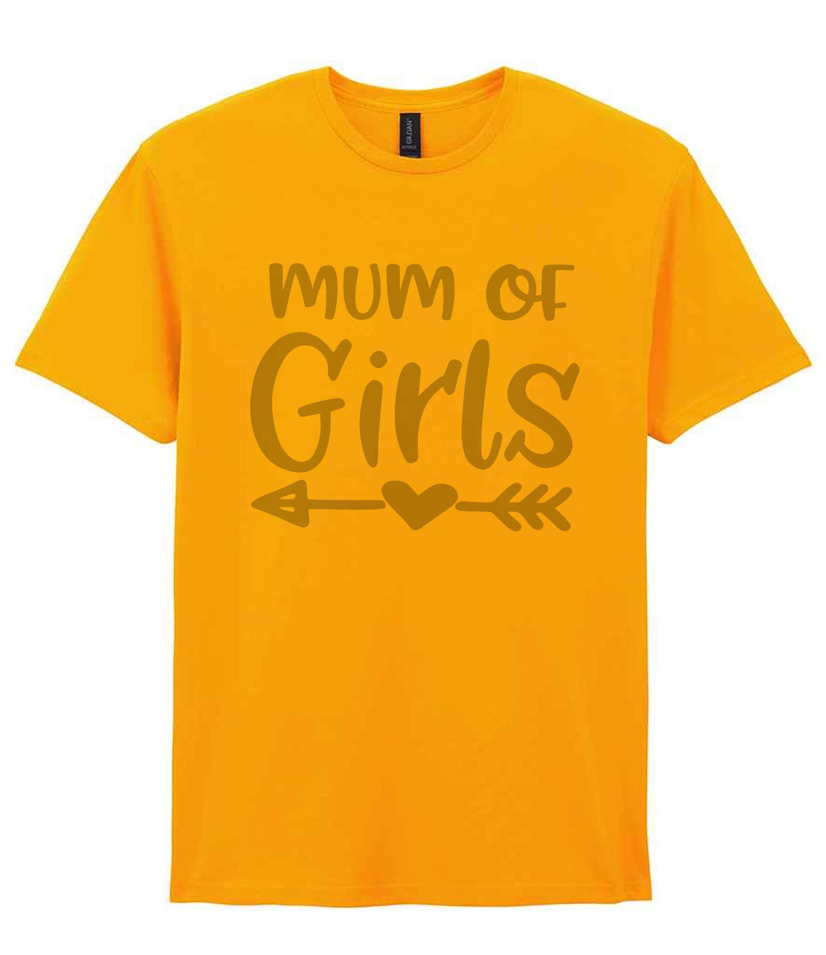 Mum of Girls – Unisex T-Shirt in Gold with Silver vinyl