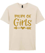 Mum of Girls – Unisex T-Shirt in Natural with Gold vinyl