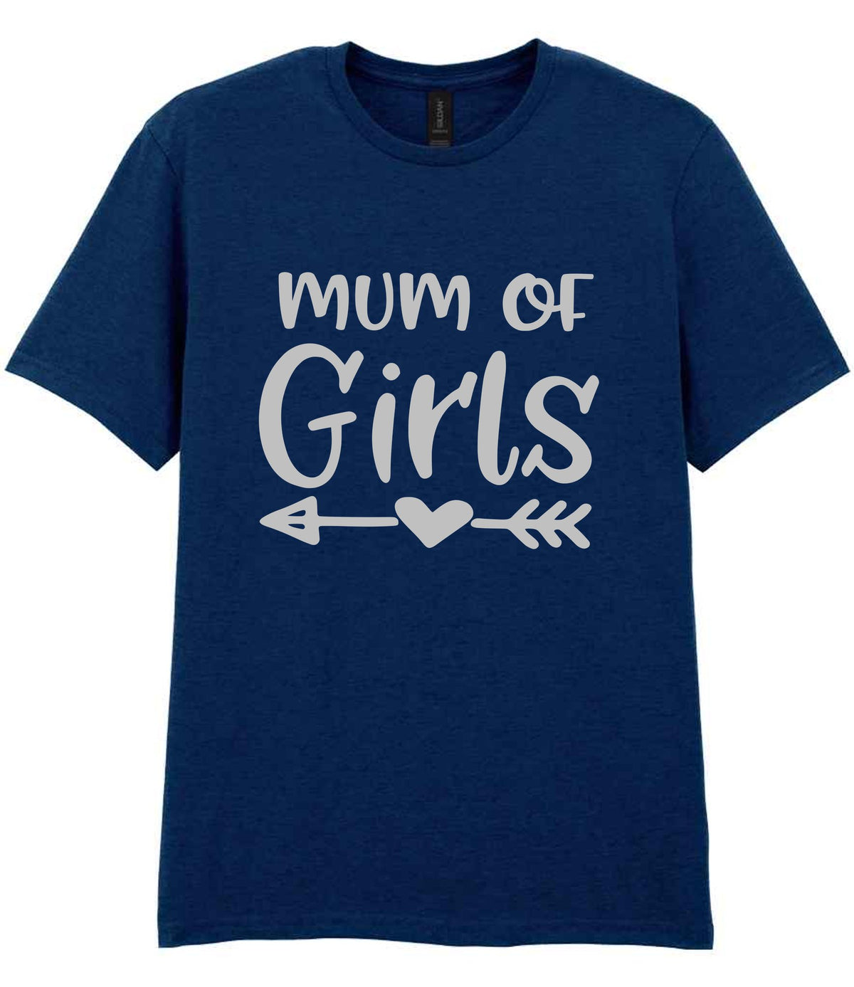 Mum of Girls – Unisex T-Shirt in Navy with Silver vinyl