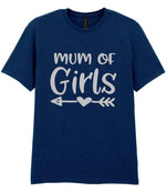 Mum of Girls – Unisex T-Shirt in Navy with Silver vinyl