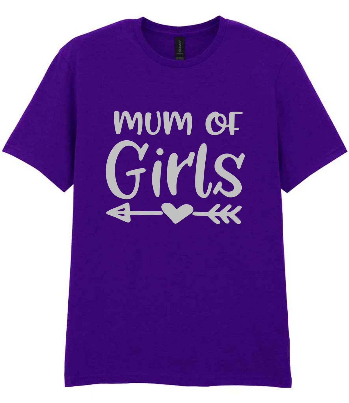Mum of Girls – Unisex T-Shirt in Purple with Silver vinyl
