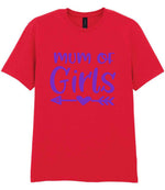 Mum of Girls – Unisex T-Shirt in Red with Purple vinyl