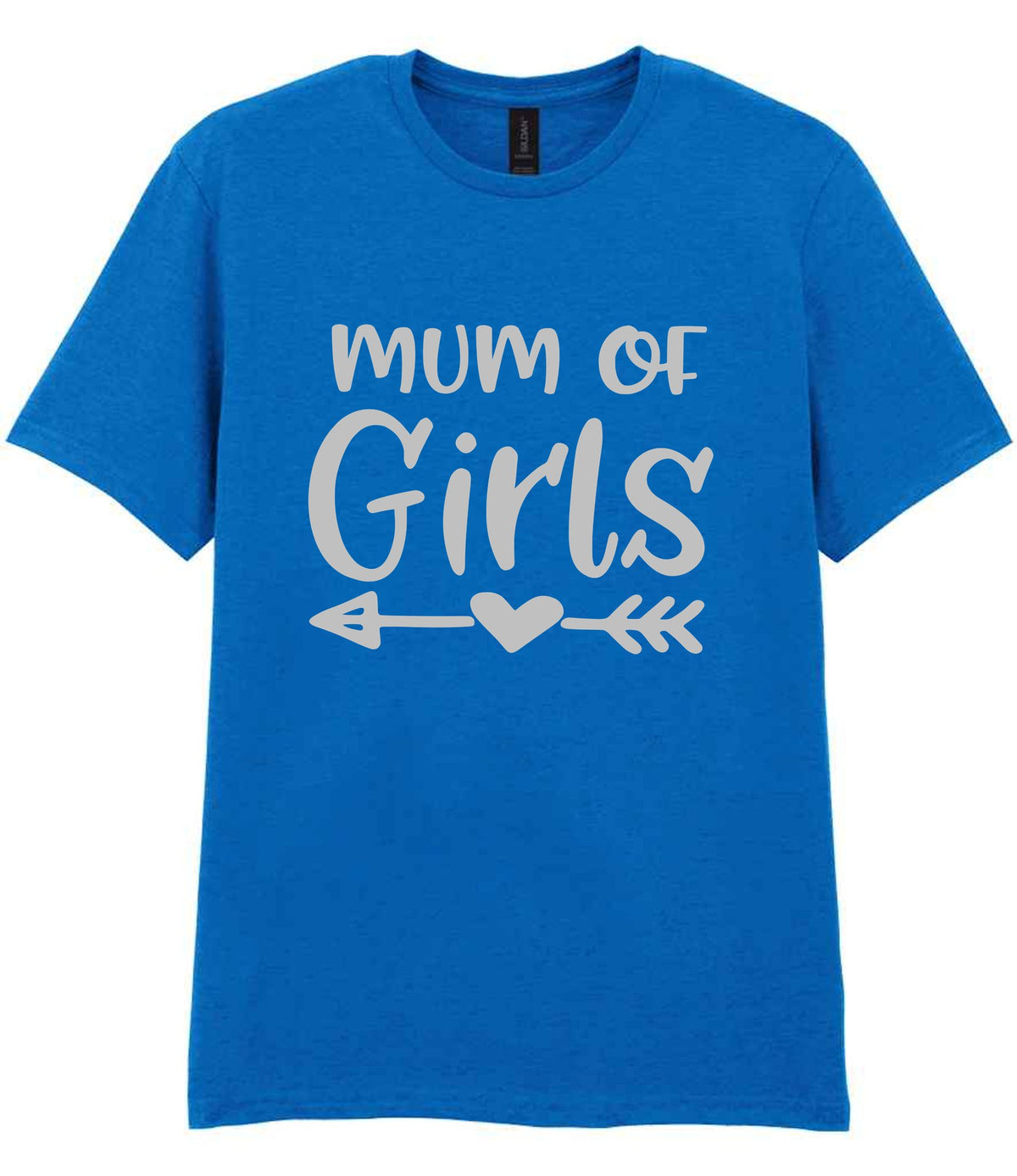 Mum of Girls – Unisex T-Shirt in Royal Blue with Silver vinyl