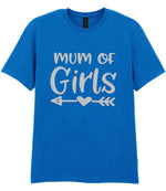 Mum of Girls – Unisex T-Shirt in Royal Blue with Silver vinyl