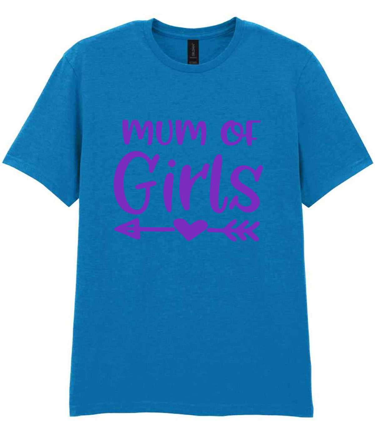 Mum of Girls – Unisex T-Shirt in Sapphire Blue with Purple vinyl