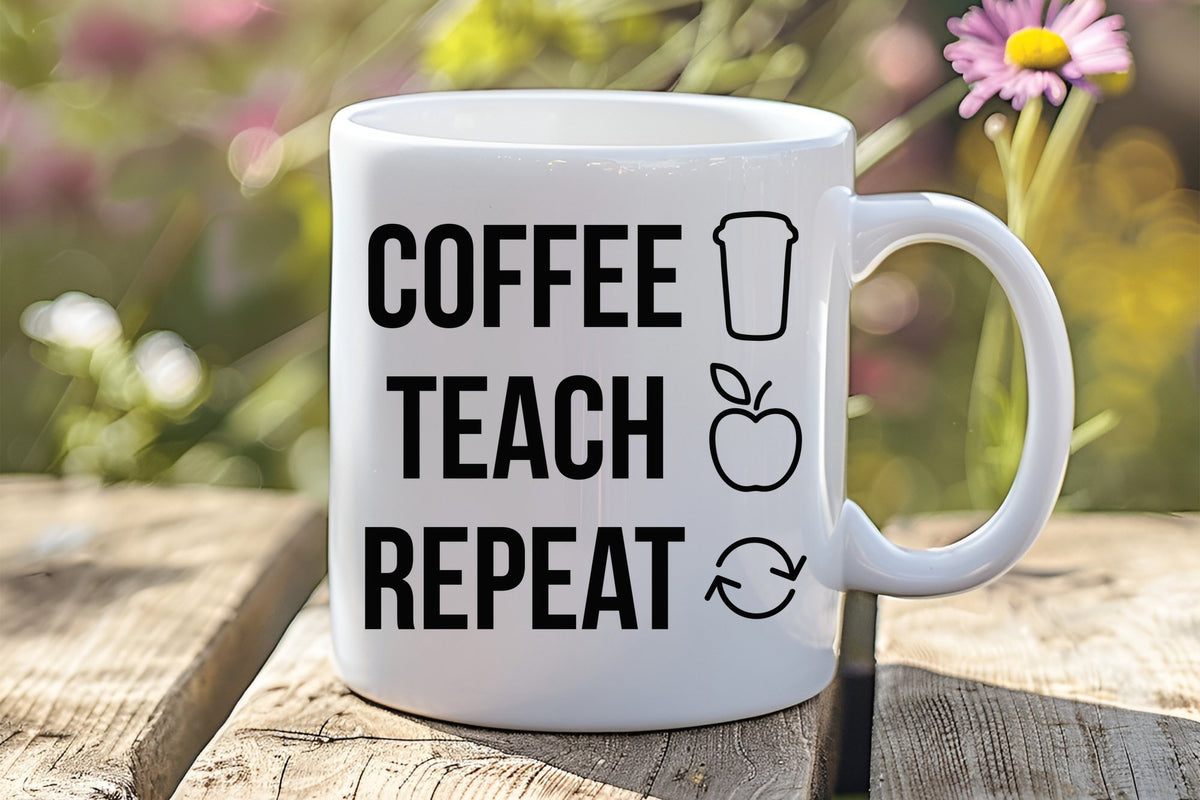 Coffee Teach Repeat orca 11oz standard mug in white