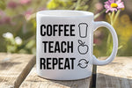 Coffee Teach Repeat orca 11oz standard mug in white