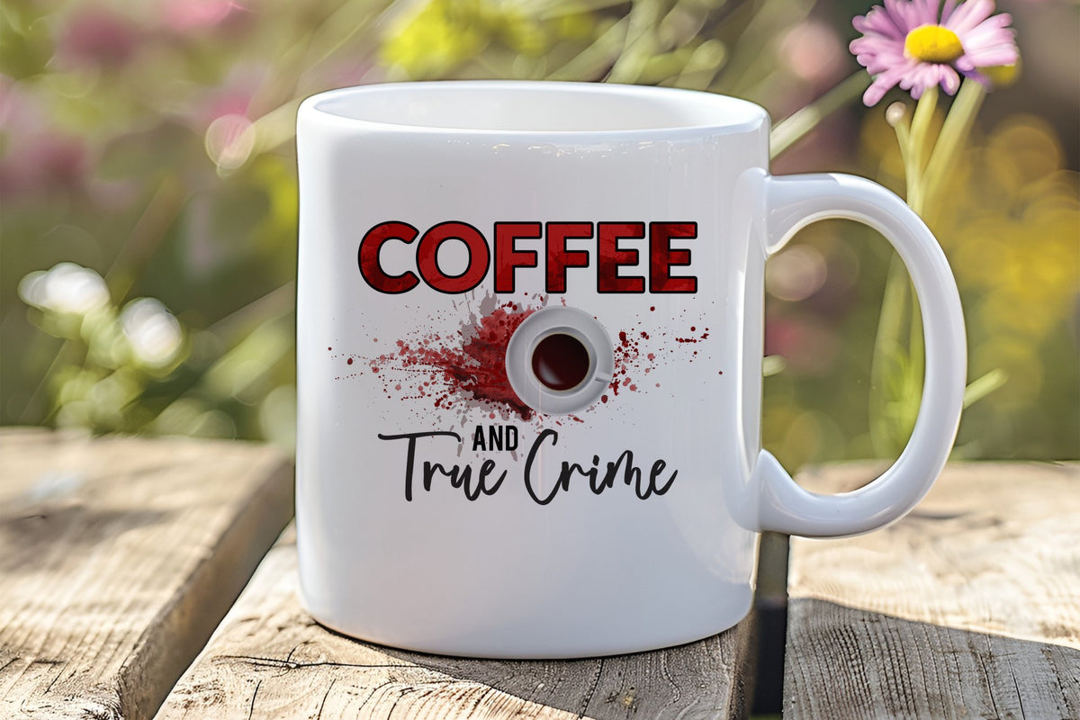 Coffee and True Crime standard mug in white