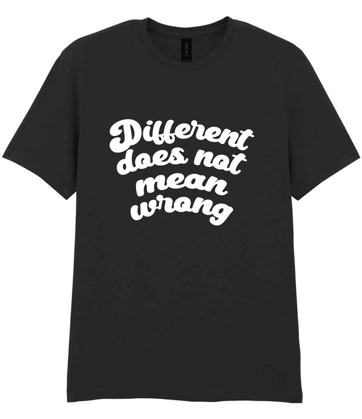 T-shirt piece of the Different Does Not Mean Wrong Matching Set: Mug, Coaster & T-shirt in Black