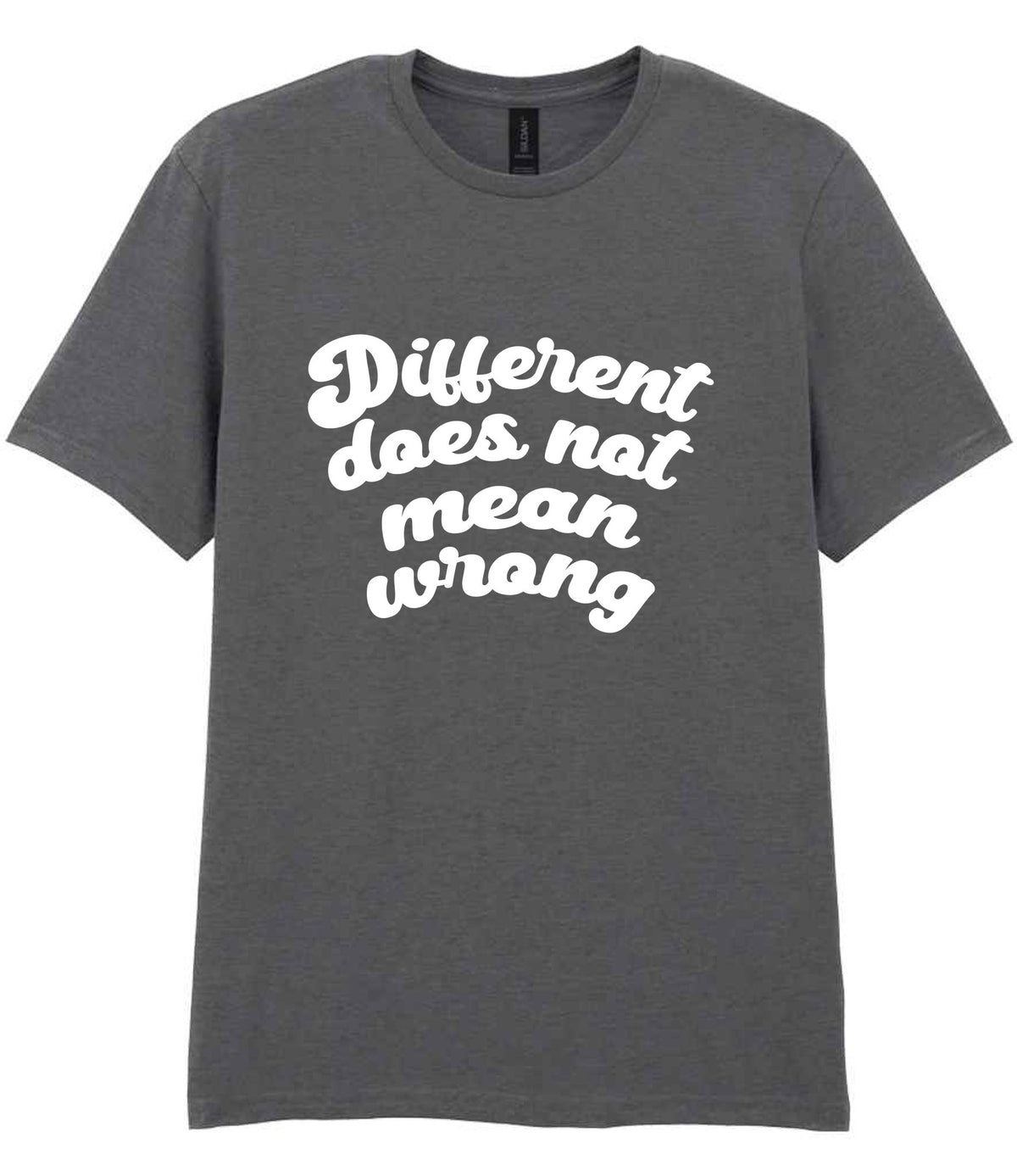 T-shirt piece of the Different Does Not Mean Wrong Matching Set: Mug, Coaster & T-shirt in Charcoal