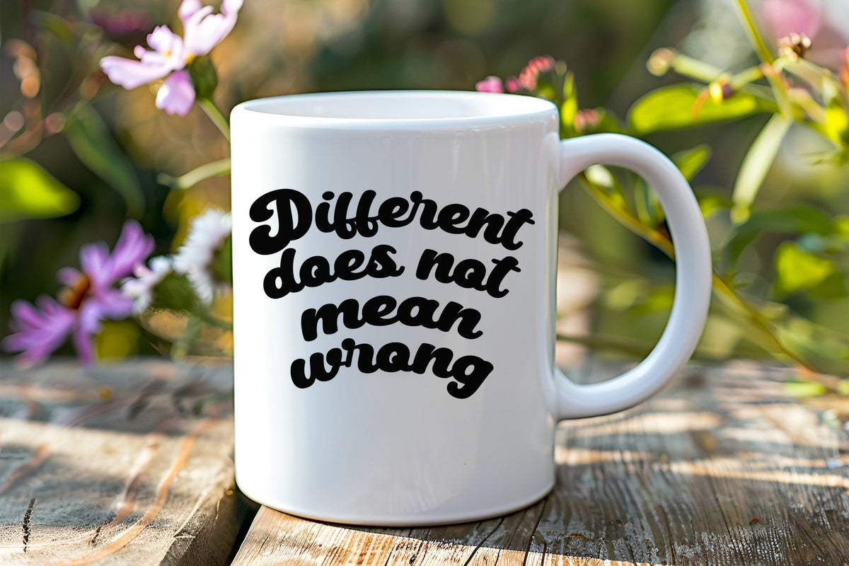 Mug piece of the Different Does Not Mean Wrong Matching Set: Mug, Coaster & T-shirt in Kelly Green
