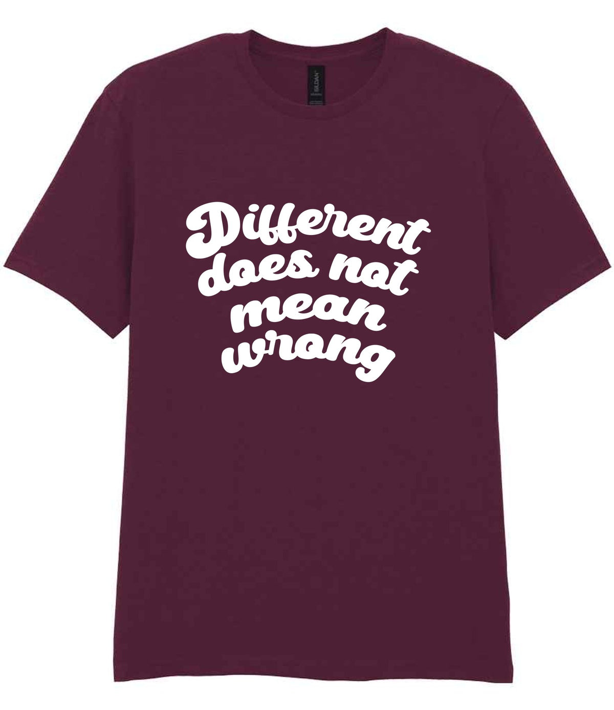 T-shirt piece of the Different Does Not Mean Wrong Matching Set: Mug, Coaster & T-shirt in Maroon