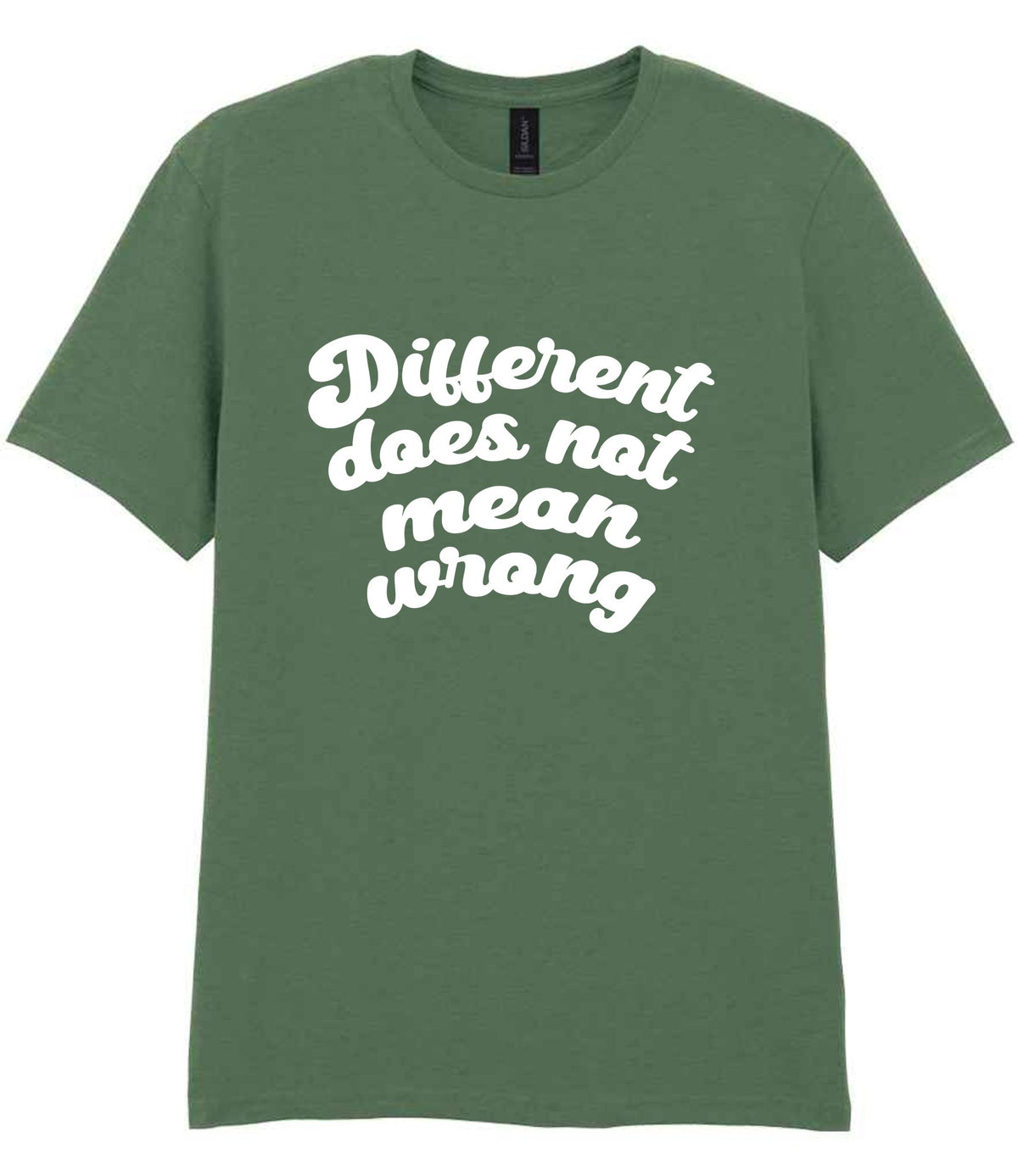 T-shirt piece of the Different Does Not Mean Wrong Matching Set: Mug, Coaster & T-shirt in Military Green
