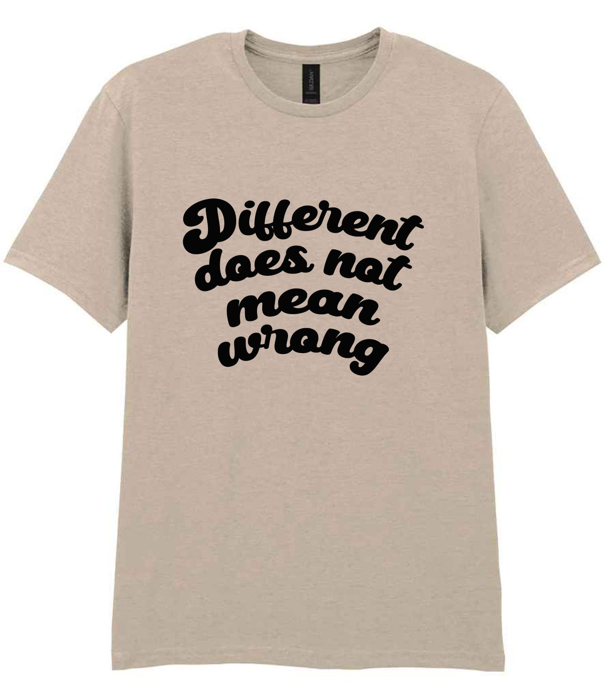 T-shirt piece of the Different Does Not Mean Wrong Matching Set: Mug, Coaster & T-shirt in Sand