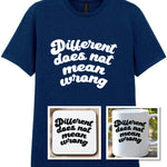 Different Does Not Mean Wrong Matching Set: Mug, Coaster & T-shirt in Navy