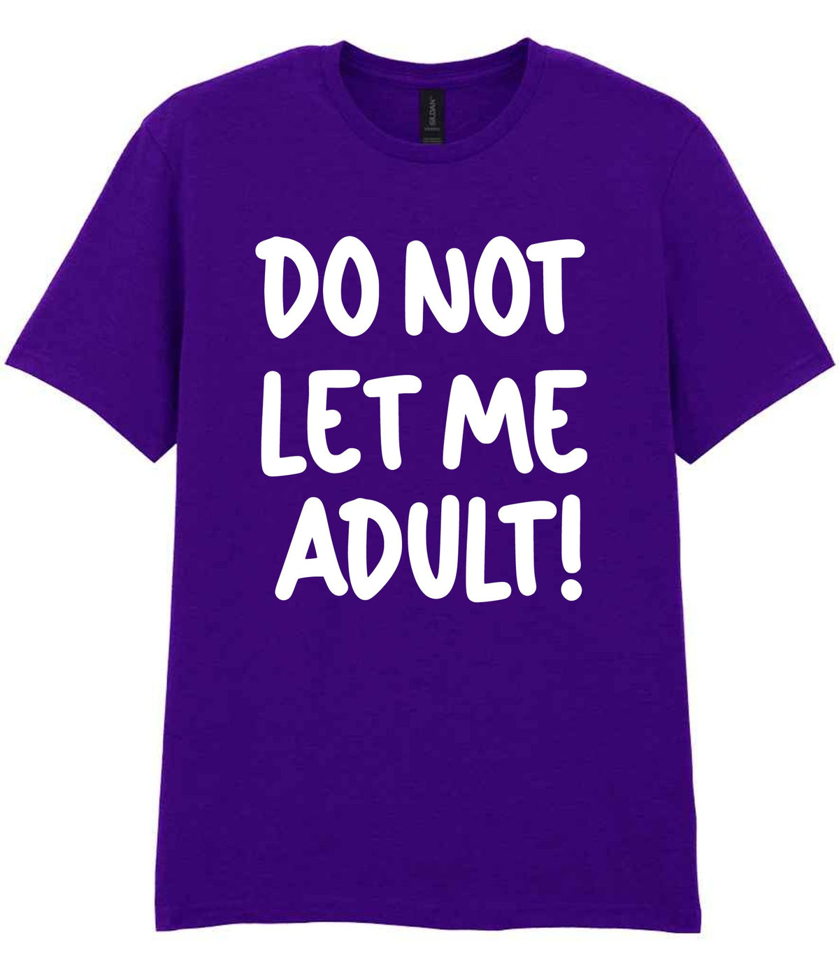 T-shirt piece of the Do Not Let Me Adult! Matching Set with Mug, Coaster & T-shirt in Purple