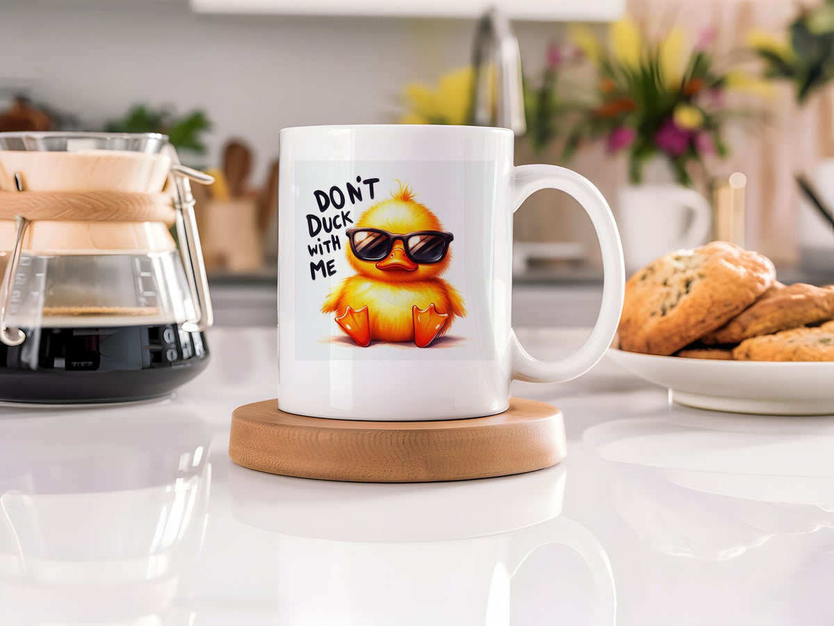 Mug piece of the Don't Duck with Me Mug & Coaster Matching Set in White