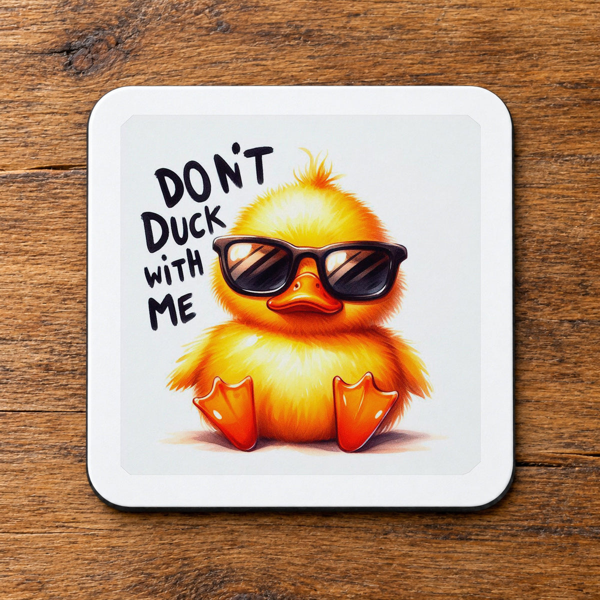Coaster piece of the Don't Duck with Me Mug & Coaster Matching Set in White