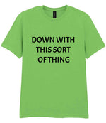 Down with This Sort of Thing t-shirt in lime green