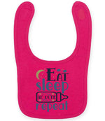 Eat Sleep BE CUTE Repeat toddler bib in fuchsia