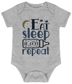 Eat Sleep BE CUTE Repeat baby bodysuit in heather grey