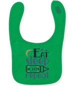 Eat Sleep BE CUTE Repeat toddler bib in kelly green
