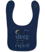 Eat Sleep BE CUTE Repeat toddler bib in navy