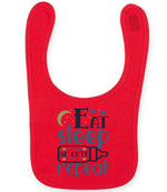 Eat Sleep BE CUTE Repeat toddler bib in red