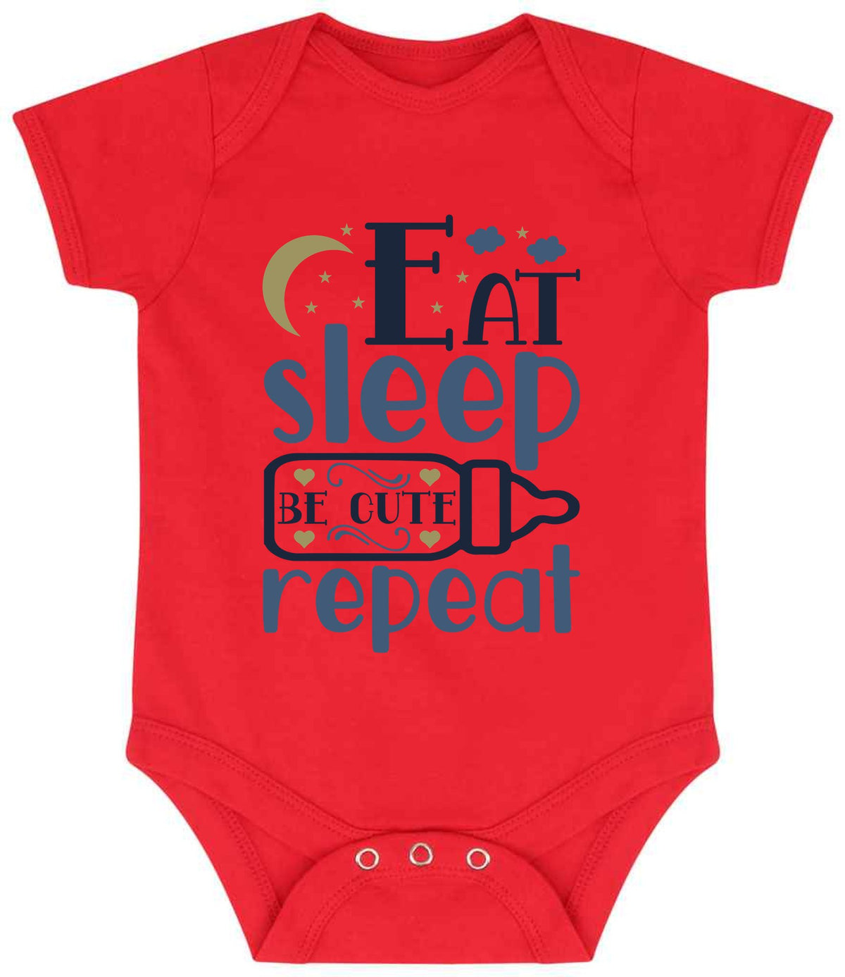 Eat Sleep BE CUTE Repeat baby bodysuit in red