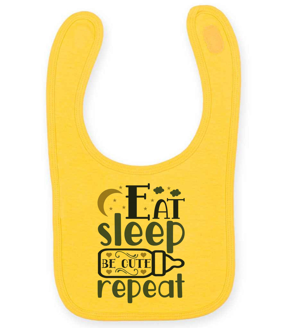 Eat Sleep BE CUTE Repeat toddler bib in sunflower
