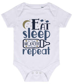 Eat Sleep BE CUTE Repeat baby bodysuit in white