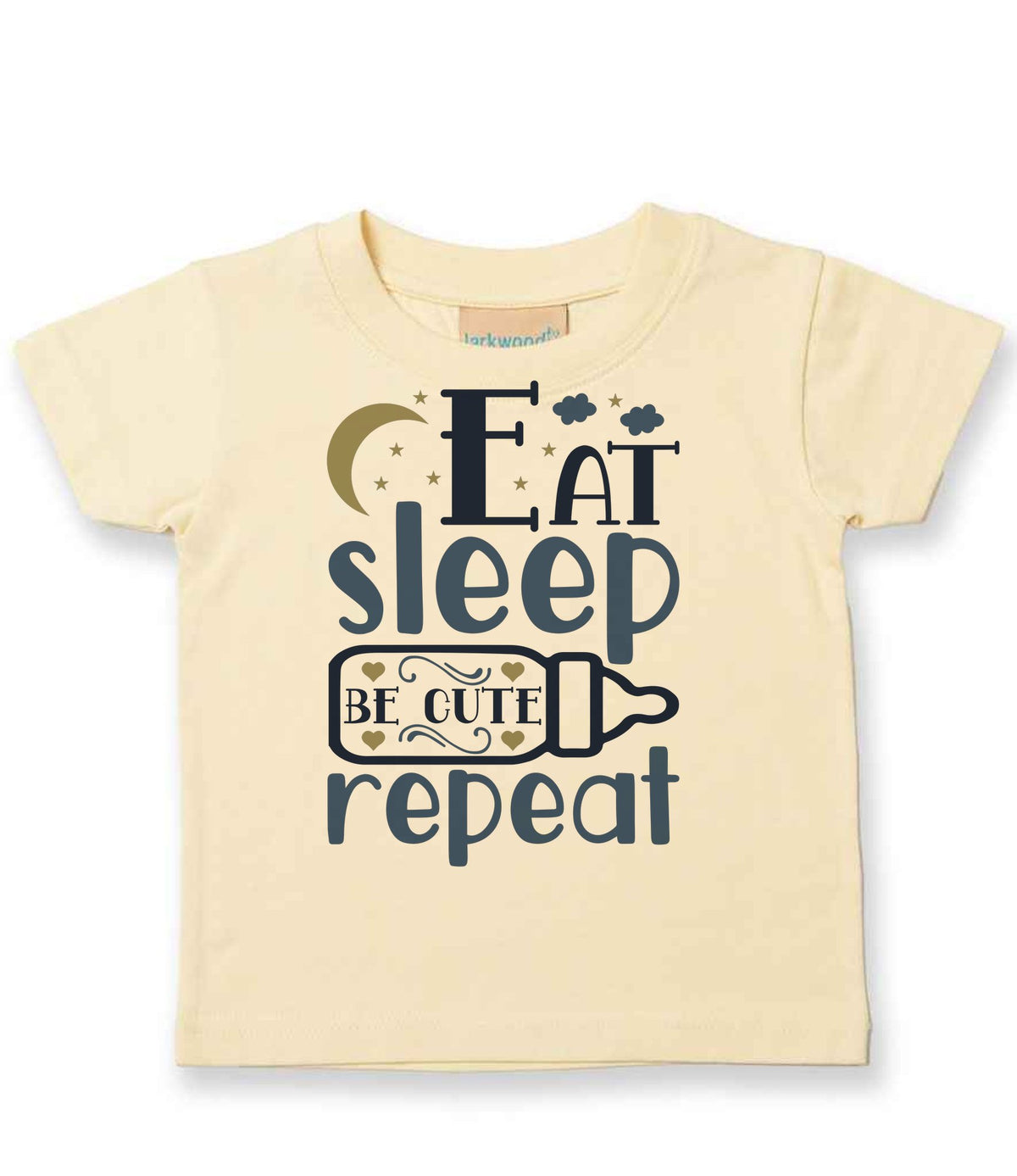 Eat Sleep BE CUTE Repeat t-shirt in pale yellow
