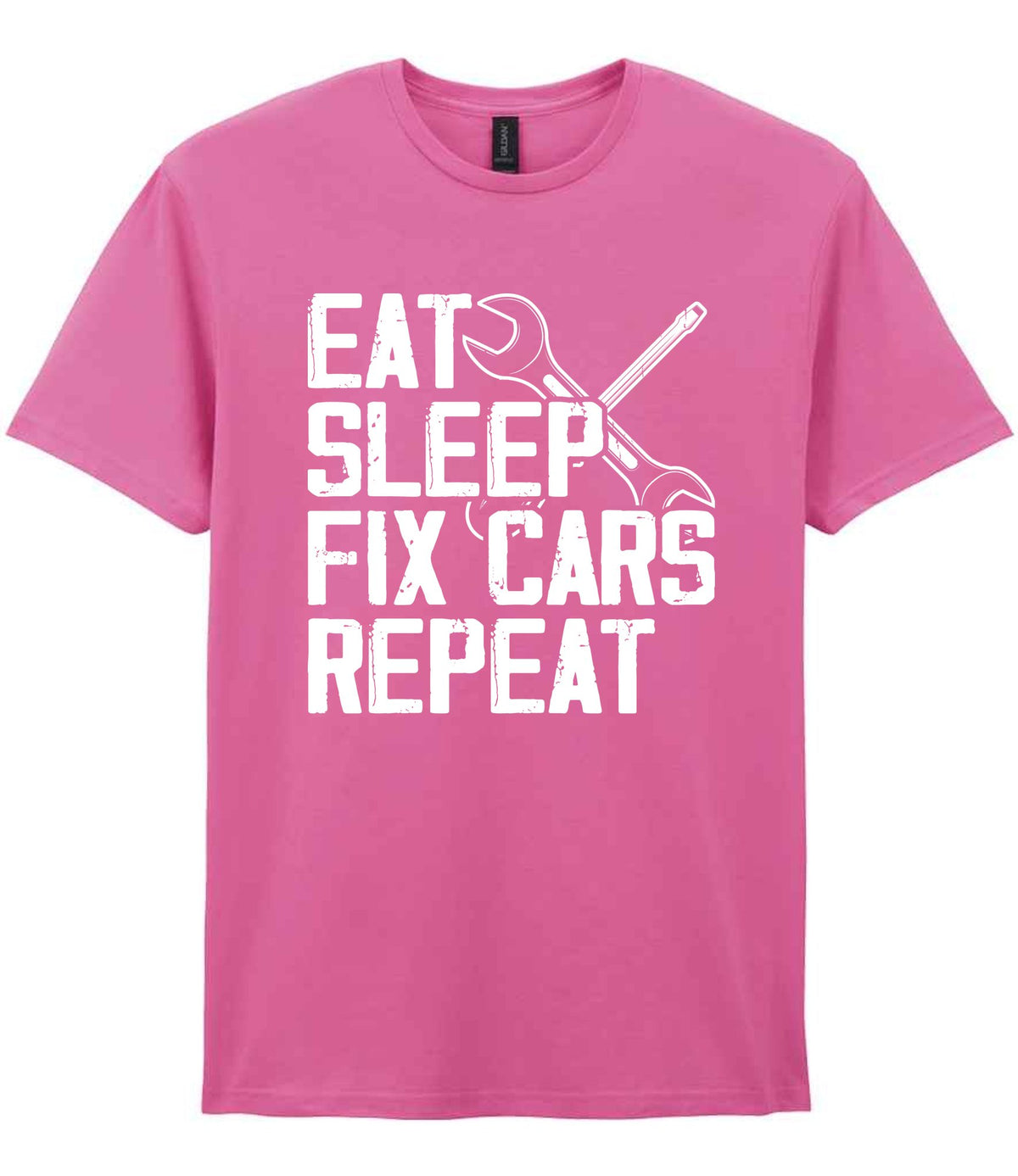EAT SLEEP FIX CARS Repeat t-shirt in azalea