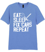 EAT SLEEP FIX CARS Repeat t-shirt in carolina blue