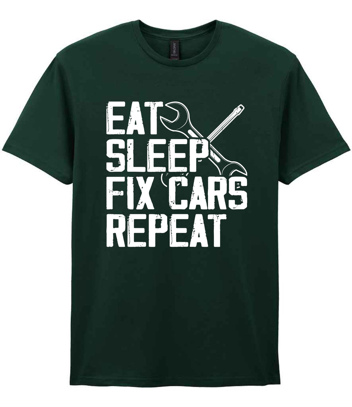 EAT SLEEP FIX CARS Repeat t-shirt in forest green