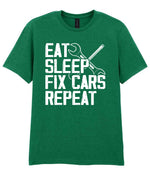 EAT SLEEP FIX CARS Repeat t-shirt in kelly green