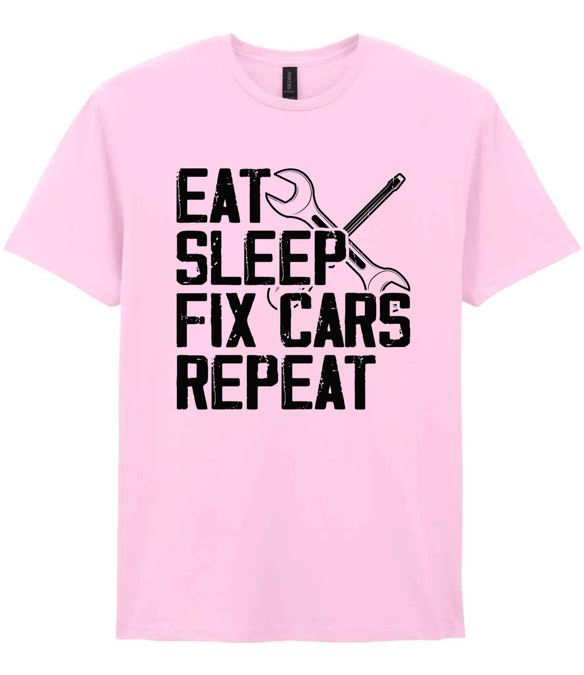 EAT SLEEP FIX CARS Repeat t-shirt in light pink