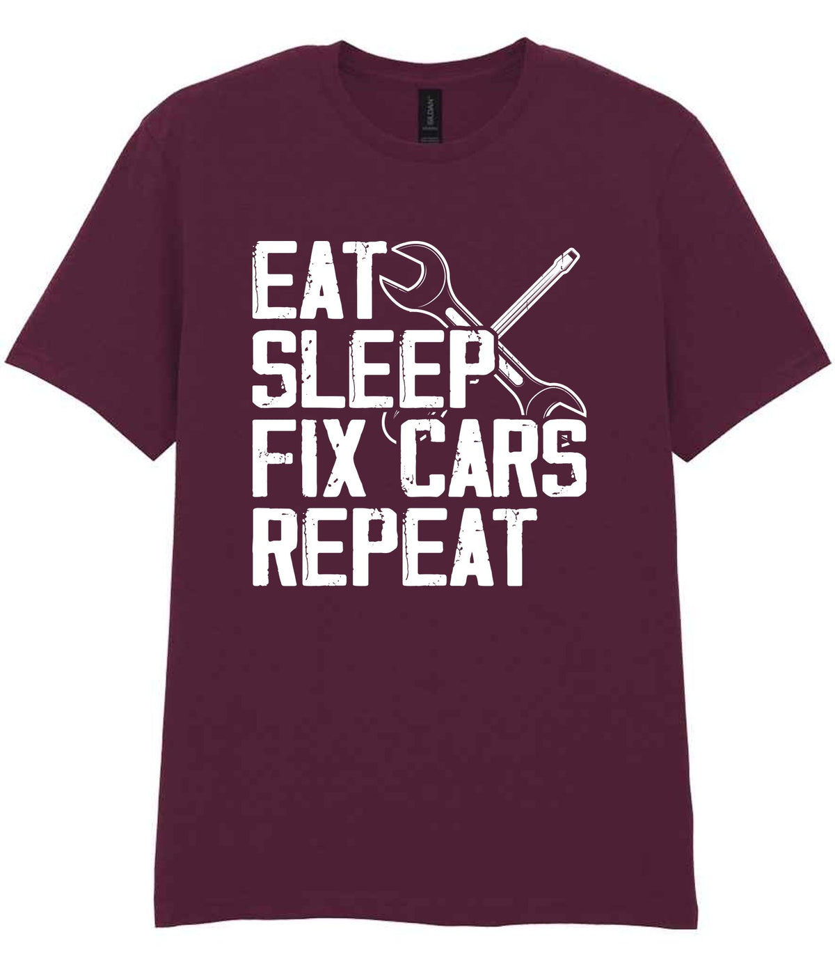 EAT SLEEP FIX CARS Repeat t-shirt in maroon