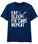 EAT SLEEP FIX CARS Repeat t-shirt in navy