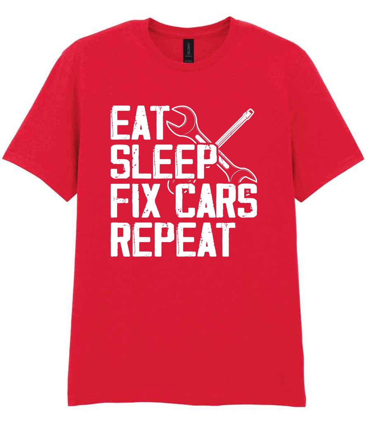 EAT SLEEP FIX CARS Repeat t-shirt in red