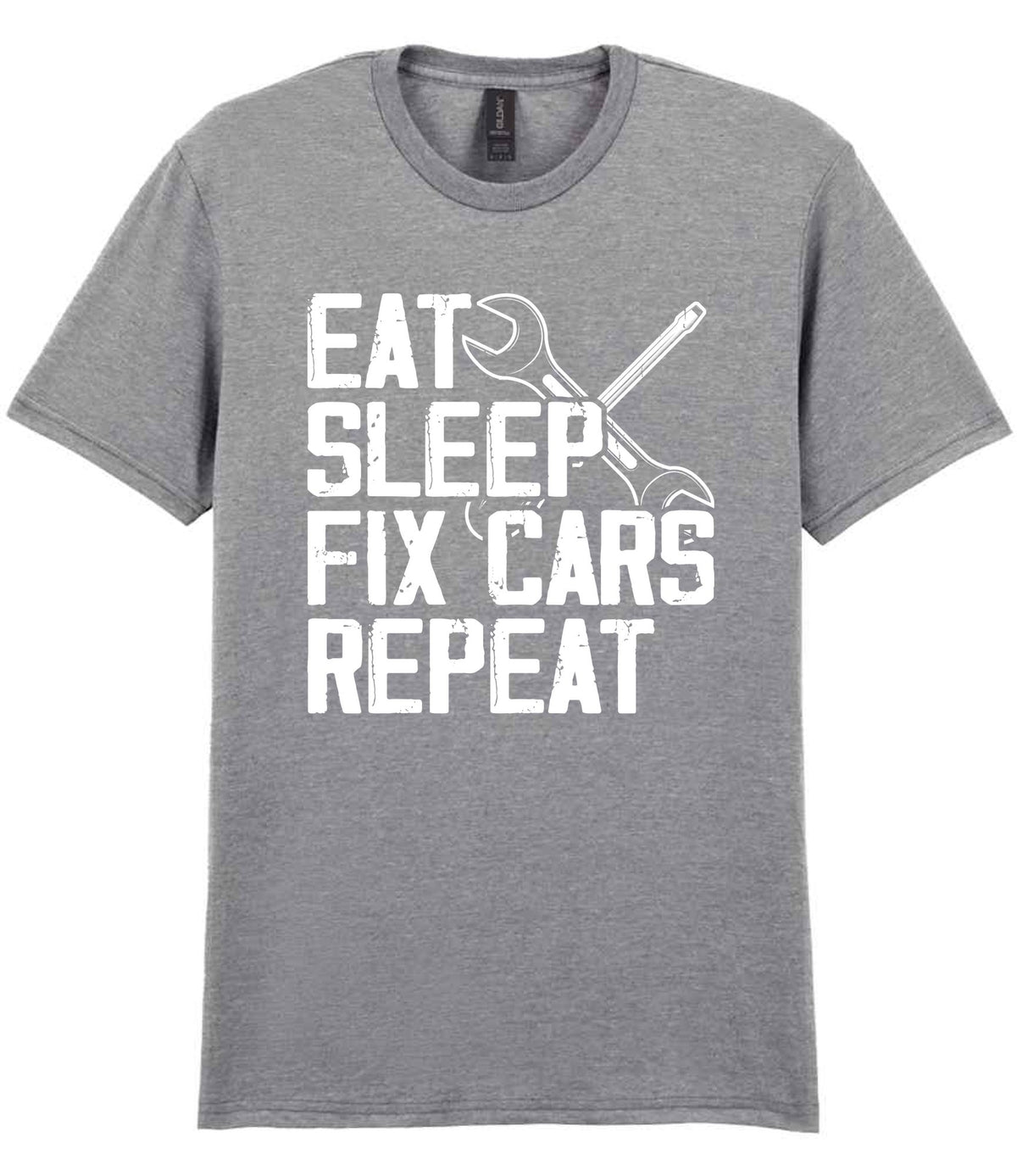 EAT SLEEP FIX CARS Repeat t-shirt in sport grey