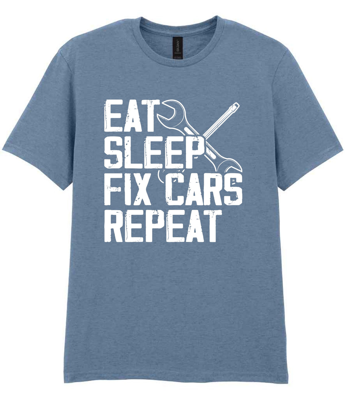 EAT SLEEP FIX CARS Repeat t-shirt in stone blue