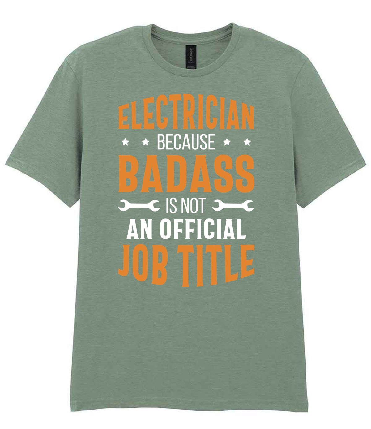 ELECTRICIAN BECAUSE BADASS IS NOT AN OFFICIAL JOB TITLE t-shirt in sage