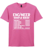 Engineer Hourly Rates t-shirt in azalea