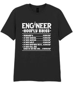 Engineer Hourly Rates t-shirt in black