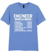 Engineer Hourly Rates t-shirt in carolina blue