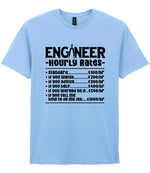 Engineer Hourly Rates t-shirt in light blue